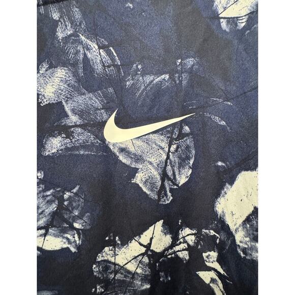 Nike Navy White XL Cracked Floral Print Men's Short Sleeve Training Athletic Tee - Picture 5 of 6